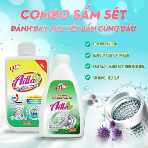 Vệ Sinh Lồng Giặt Combo Tẩy Lồng Máy Giặt, Tẩy Mốc Gioăng Caosu Ailla Làm Sạch Nhanh An Toàn