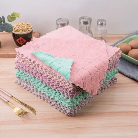 Set 10 Khăn Lau Bếp Đa Năng 2 Mặt Tiện Dụng, Siêu Thấm Nước, Mềm Mịn, Kháng Khuẩn, Dễ Giặt Sạch, Phơi Nhanh Khô