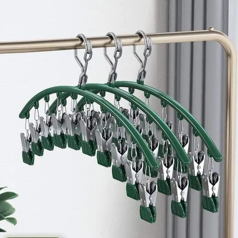 Móc treo quần áo tiện dụng - Móc treo đồ lót, móc kẹp treo quần áo 10 kẹp phơi đồ đa năng, gấp gọn