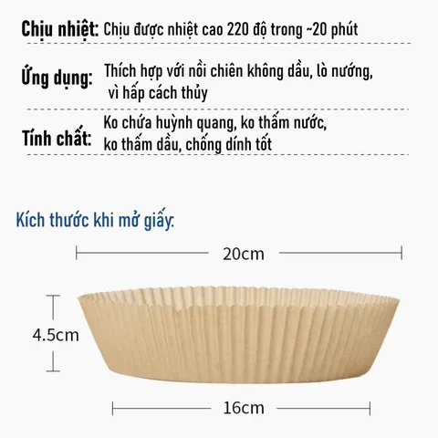 Set 50 Tờ Giấy Nến Lót Nồi Chiên Không ( loại có hộp)