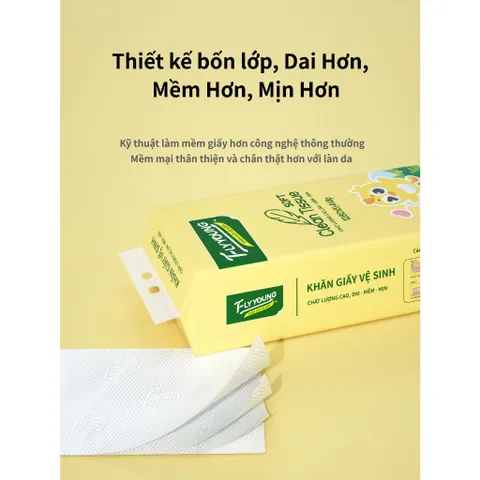 Giấy vệ sinh treo tường,Khăn giấy rút FlyYoung,khăn giấy vệ sinh rút tiện lợi 1280 tờ 4 lớp