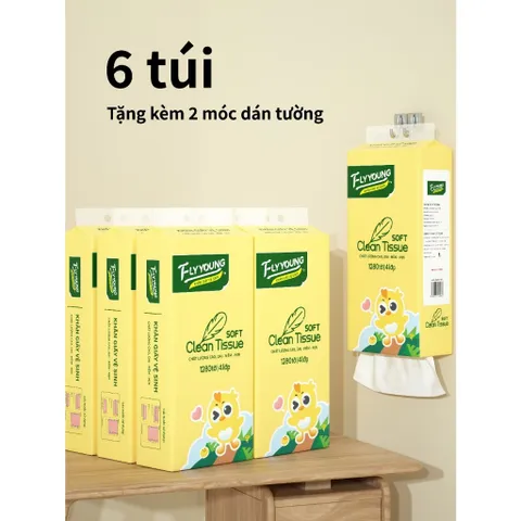 Giấy vệ sinh treo tường,Khăn giấy rút FlyYoung,khăn giấy vệ sinh rút tiện lợi 1280 tờ 4 lớp