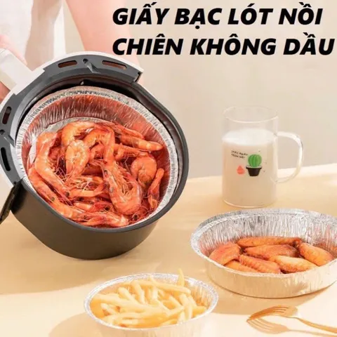 khay giấy bạc lót nồi chiên không dầu,size 22cm,hàng loại 1,dày dặn cứng cáp.