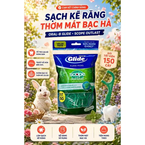 [HÀNG MỸ] Tăm Chỉ Kẽ Răng Chống Mảng Bám Oral-B Glide Scope Outlast 150 cây