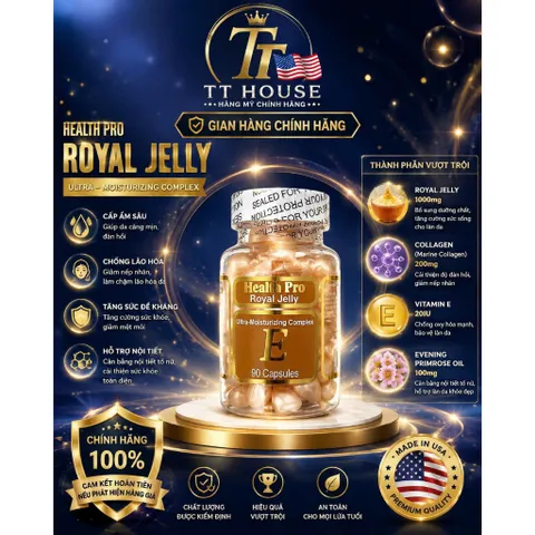Viên nang dưỡng da sữa ong chúa vitamin E Health Pro Royal Jelly Hàng Mỹ 838990