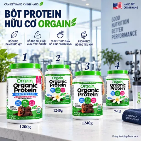 BỘT PROTEIN HỮU CƠ ORGAIN MỸ (920G - 1200G - 1240G) – DINH DƯỠNG THUẦN KHIẾT