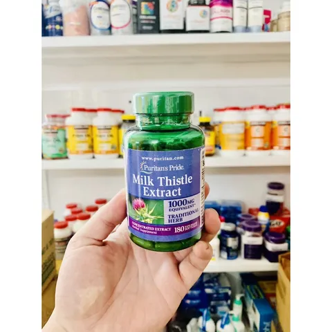 VIên uống thải độc gan Milk Thistle Extract Puritan Pride 180 viên của Mỹ (Cam kết chính hãng USA)