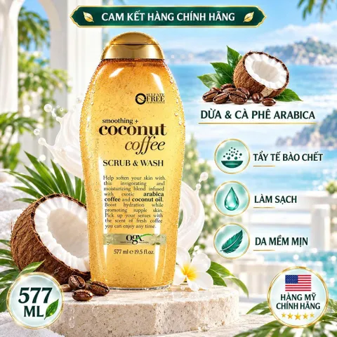 [HÀNG CHÍNH HÃNG MỸ] Sữa Tắm Dưỡng Ẩm Và Tẩy Tế Bào Chết Body OGX Coconut Coffee Chai Lớn 577ml 839018