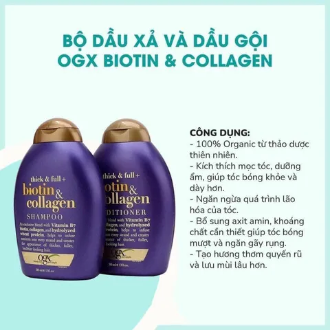 Dầu Gội Xả Biotin Collagen  385ml bản Mỹ (Cam kết hàng chính hãng USA)
