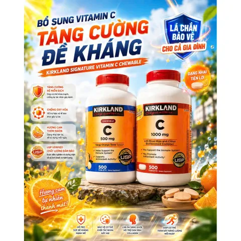 Viên Uống Bổ Sung Vitamin C 500mg & 1000mg Kirkland Signature 500 viên của Mỹ. CHÍNH HÃNG 839054