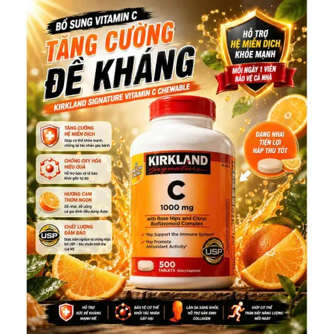 Viên Uống Bổ Sung Vitamin C 500mg & 1000mg Kirkland Signature 500 viên của Mỹ. CHÍNH HÃNG 839054