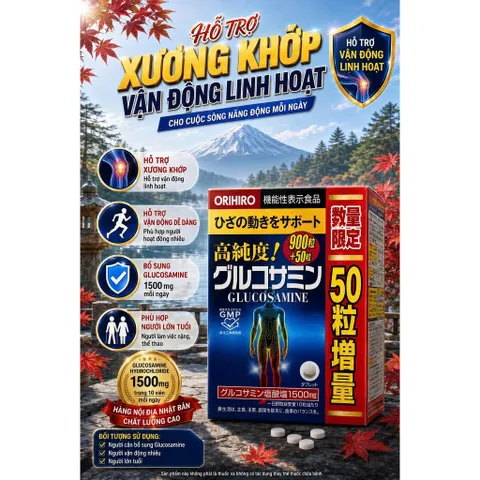 Viên Uống Bổ Khớp Glucosamine Orihiro 1500mg Nhật Bản (Lọ 950 Viên) 839068