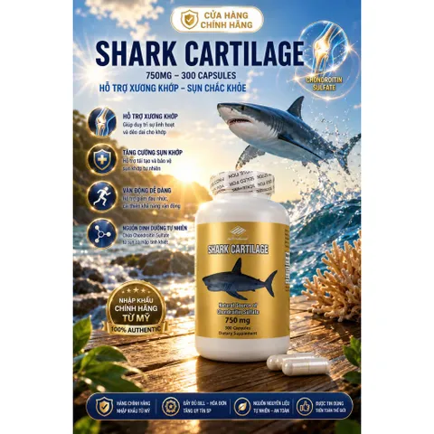 [HÀNG MỸ] Viên Uống Bổ Khớp Sụn Vi Cá Mập Shark Cartilage 750mg (Hộp 300 Viên) 839070