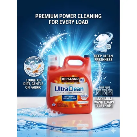 NƯỚC GIẶT KIRKLAND ULTRACLEAN FRESH SCENT 5.73L – GIẶT SẠCH THƠM MÁT, CAN LỚN DÙNG LÂU