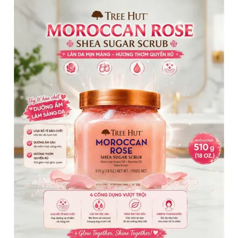 Tẩy Tế Bào Chết Tree Hut Moroccan Rose Shea Sugar Scrub (510g) HÀNG MỸ