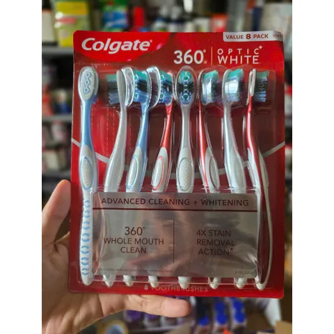CHÍNH HÃNG MỸ Set 8 bàn chải đánh răng Colgate Optic White 360