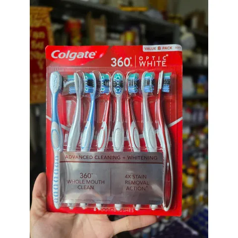 CHÍNH HÃNG MỸ Set 8 bàn chải đánh răng Colgate Optic White 360