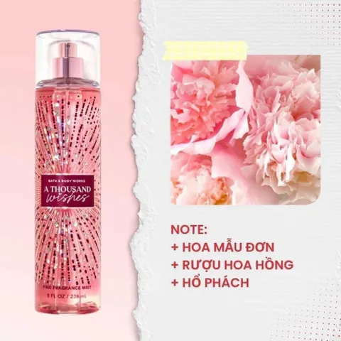 XỊT THƠM TOÀN THÂN BATH & BODY WORKS A THOUSAND WISHES FINE FRAGRANCE MIST 236ML (8 FL OZ) CHUẨN NỘI ĐỊA MỸ
