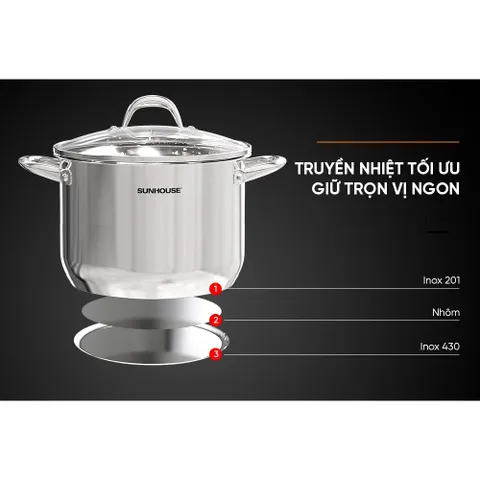 Nồi Inox 3 đáy 30cm SUNHOUSE SHG301-30