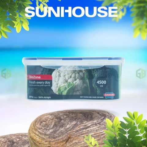 Hộp bảo quản thực phẩm ngăn mát 4500ml SUNHOUSE BioZone KB-CO4500P