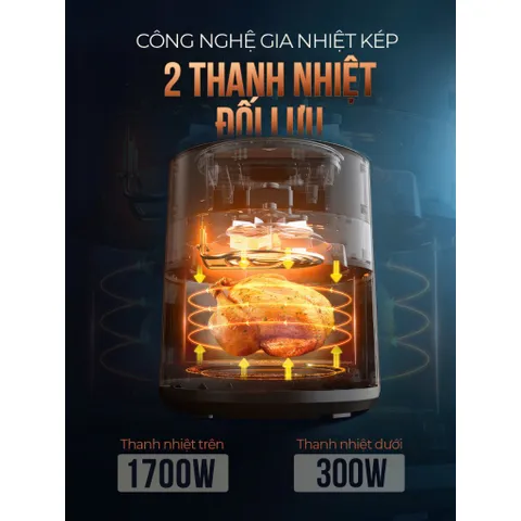 Nồi chiên không dầu 2 thanh nhiệt 10.5L SUNHOUSE MAMA SHD4093