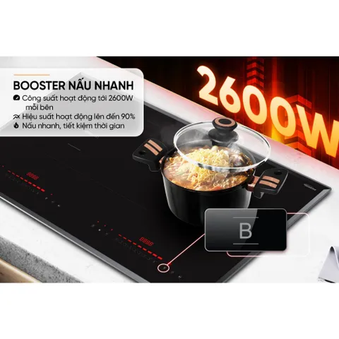 Bếp đôi điện từ SUNHOUSE MAMA MMB56996DP - Booster 2600W