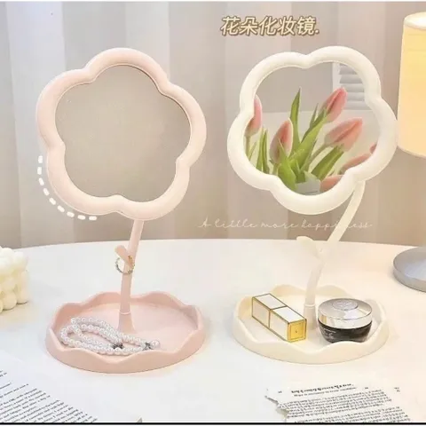Gương trang điểm để bàn bông hoa xoay 360 độ, có thể tháo rời