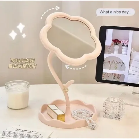 Gương trang điểm để bàn bông hoa xoay 360 độ, có thể tháo rời