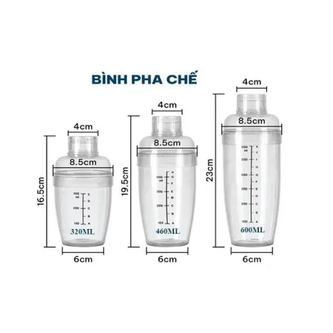 Bình Lắc Pha Chế Trong Suốt 320ml / 460ml / 600ml Chính Hãng VIỆT NHẬT