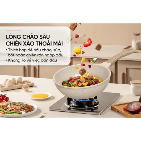 Chảo phủ sứ an toàn đáy từ 20cm SUNHOUSE SBDS20MC