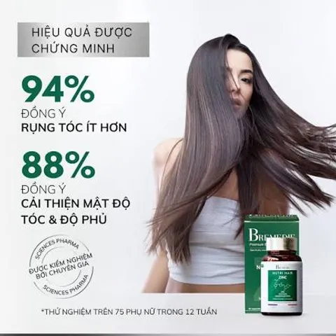 NUTRI HAIR ZINC - Viên uống Hỗ trợ giảm rụng tóc, nuôi dưỡng tóc chắc khỏe – Hộp 60 viên - Pháp