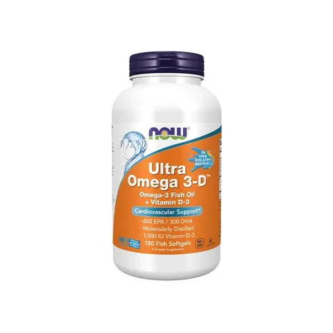 Dầu cá Omega-3 Now Ultra Omega 3-D Fish Oil 180 Viên (Fish Gelatin)