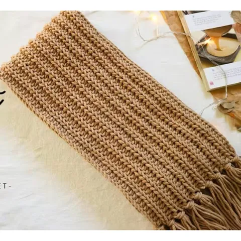 Khăn len Handmade hoạ tiết giả đan màu trơn ❄️