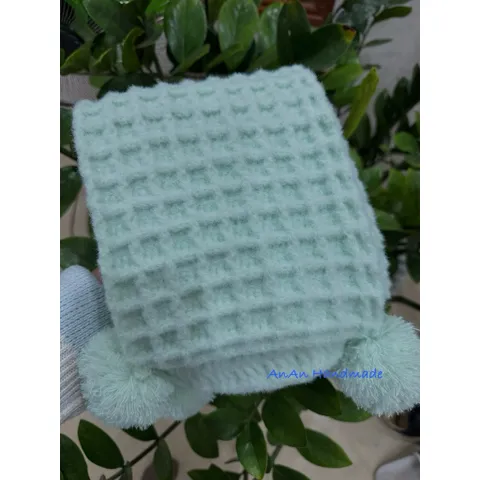 Khăn len waffle Handmade, siêu ấm