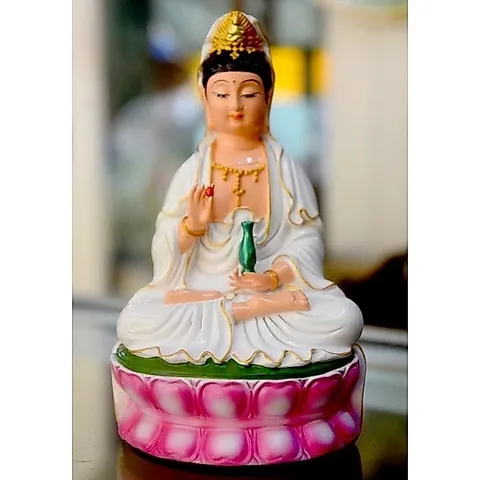 Tượng ngài Quan Thế Âm Bồ Tát ngồi cao 15cm composite