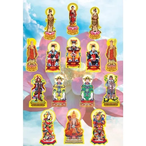 Bộ tranh bày đàn cúng 15 bức ép plastic 40cm