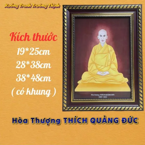 Khung Tranh Hòa Thượng THÍCH QUẢNG ĐỨC - có khung  có hoả tốc 3 CỠ