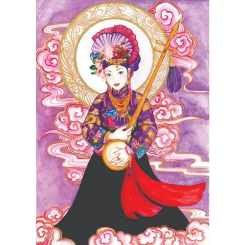Khung Tranh CÔ CHÍN ( tứ phủ ) - có khung  có hoả tốc 3 CỠ