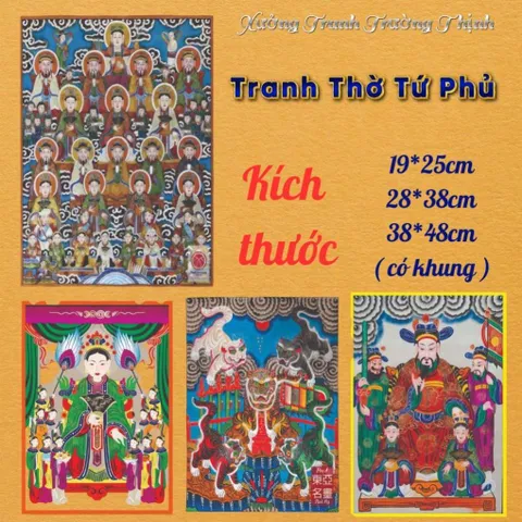 Khung Tranh thờ TỨ PHỦ - có khung  có hoả tốc 3 CỠ