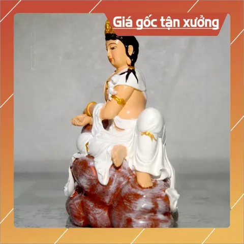 Tượng ngài Quan Thế Âm tự tại cao 13cm composite đẹp