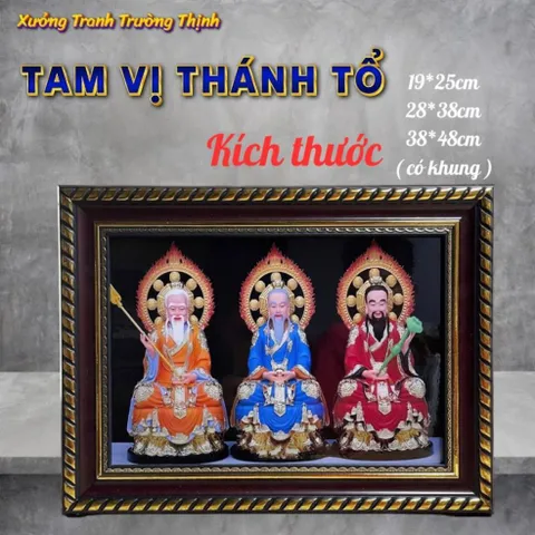 Khung Tranh TAM VỊ THÁNH TỔ - có khung  có hoả tốc 3 CỠ