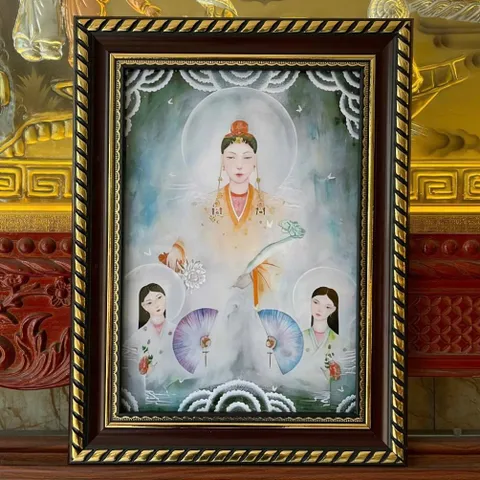 Khung Tranh CHẦU QUỲNH HOA - có khung( KT 19*25cm,28*38cm,38*48cm)  có hoả tốc 3 CỠ