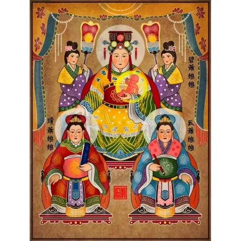 Khung  Tranh 12 BÀ MỤ - TAM TIÊU NƯƠNG NƯƠNG treo tường hoặc thờ cúng