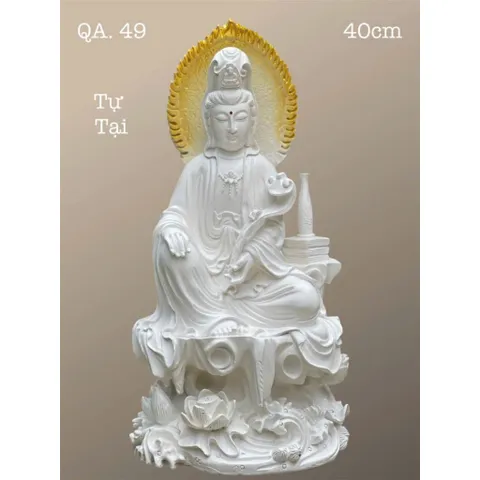 TÔN TƯỢNG QUAN ÂM TỰ TẠI CAO 40CM NGỒI THUYỀN QUÁ ĐẸP, 4 MÀU KHÁCH CHỌN