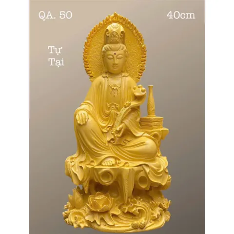 TÔN TƯỢNG QUAN ÂM TỰ TẠI CAO 40CM NGỒI THUYỀN QUÁ ĐẸP, 4 MÀU KHÁCH CHỌN