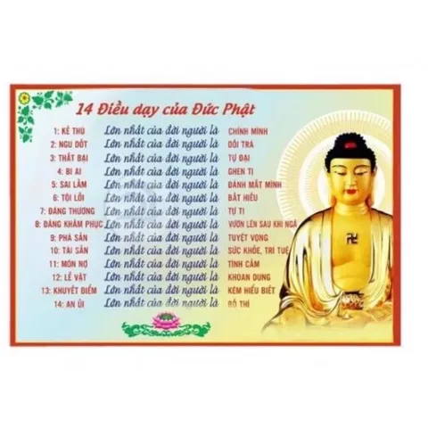 Tờ kinh 14 điều răn dạy của Đức Phật cỡ a5, a4, a3. Tu tập mỗi ngày giúp tăng hạnh lành và phước báu DƯƠNG KHOA SHOP