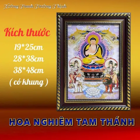 Khung Tranh HOA NGHIÊM TAM THÁNH - Có khung  có hoả tốc 3 CỠ
