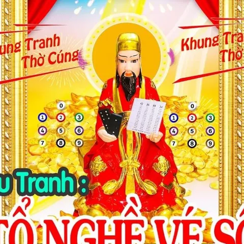 Tranh Thờ TỔ NGHỀ VÉ SỐ màu đỏ + khung cực đẹp