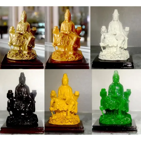 Tượng ngài Quan Thế Âm Bồ Tát đạp sen cao 11cm