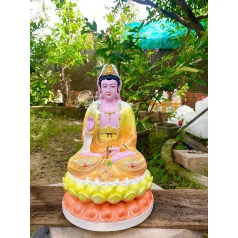 Tôn tượng quan âm ngồi 30cm vẻ vàng đẹp composite